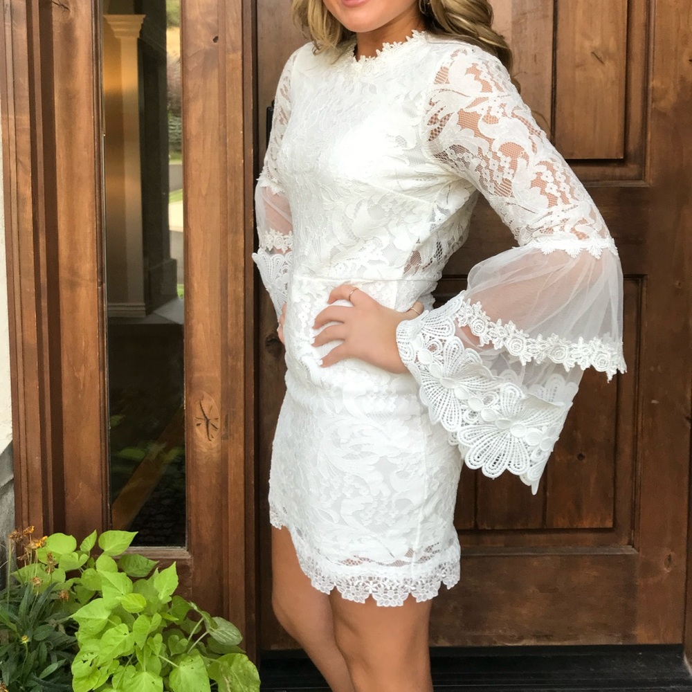 Elegant Lace Dress with Sheer Sleeves